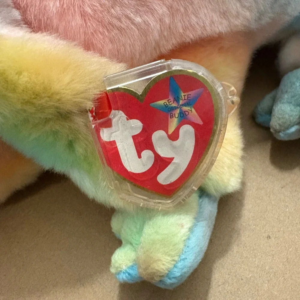 Ty Beanie Baby Buddy Rainbow‎ Chameleon Lizard Plush Stuffed Animal Toy